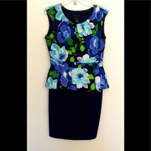 Floral dress with pencil skirtlike bottom